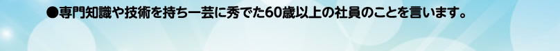 専門知識や技術を持ち一芸に秀でた60歳以上の社員のことを言います。